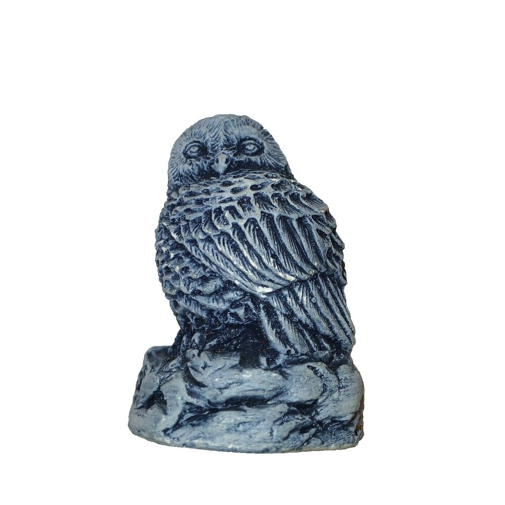 Glacial Ice Age Sculpture Small Blue Owl Bird Figurine Handmade by ACE Alaska 2"